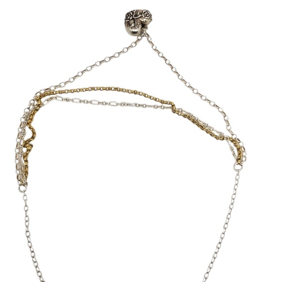 Sterling Silver Two Tone Layered Heart Shape Pendant Necklace #21291 - Picture 3 of 9